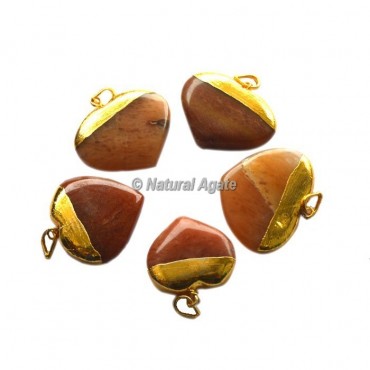 Peach Aventurine Heart Shape Electroplated Pendants