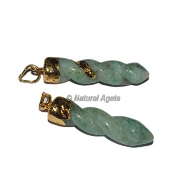 Green Aventurine Spiral Electro Pendants