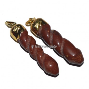 Red Jasper Spiral Electro Pendants