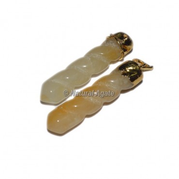 Yellow Jade Spiral Electro Pendants