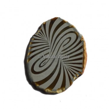 Engraved Wave Design On Agate Slice