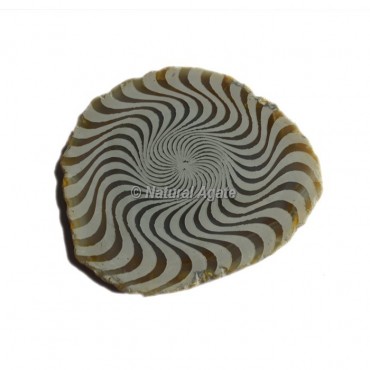 Engraved Wave Design On Agate Slice