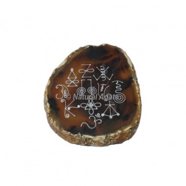 Engraved Karuna Reiki Symbol On Agate Slice