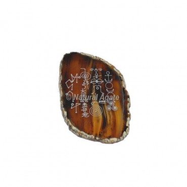 Mix Engraved Reiki Symbol On Agate Slice