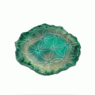 Engraved Green Agate Slice