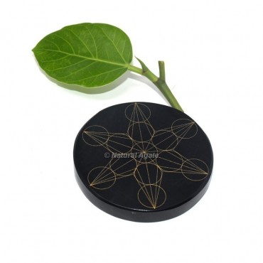 Engraved Geometry Star Black Agate Coaster