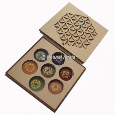 Flower Of Life Wooden Chakra Gift Box With Chakra stone