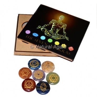 7 Chakra Set with Meditated Pose Printed Wood Gift Box