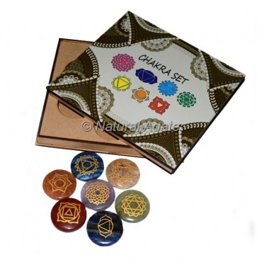 Chakra Symbols Engraved Set with Wood Gift Box