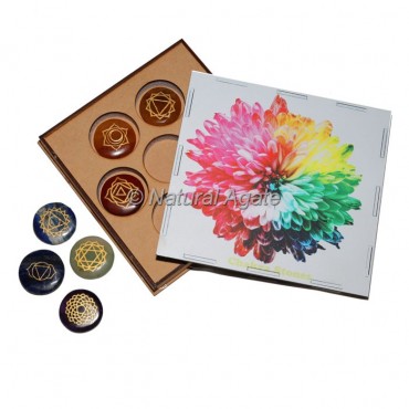 7 Chakra Set with Colorful Flower Design on Wood Gift Box