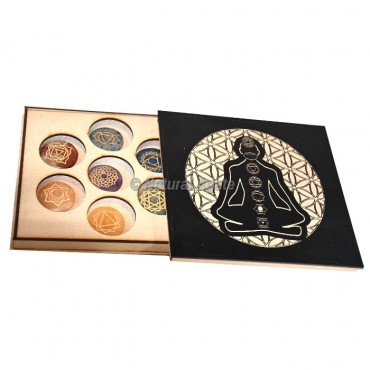 7 Chakra stone Seating Bhuddha Flower of Life Gift Box