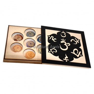 Sanskrit Engraved Box with 7 Chakra stones Gift Box