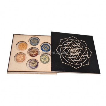 Engraved 7 Chakra Set Stones with Yantra Box