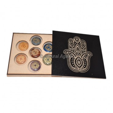 7 Chakra Engraved Set with Hamsa Symbol Gift Box