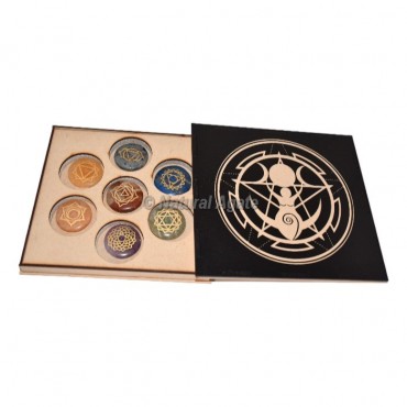 Printed Godess Symbol Chakra Engraved Stones Gift Box