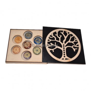 Plane Seven Chakra Circle Shaped Stones Gift Box