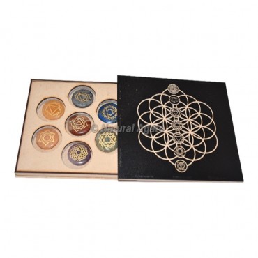 Engraved Seven Chakra Stones with Seed of Life Box