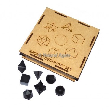 Black Agate Geometry Set With Square Gift Box