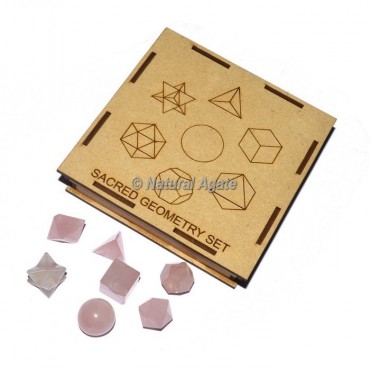 Rose Quartz Geometry Set With Square Gift Box