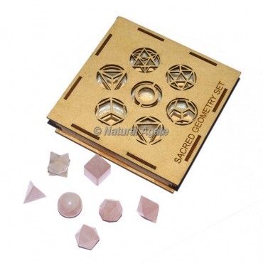 Rose Quartz Sacred Geometry Set With Square Gift Box