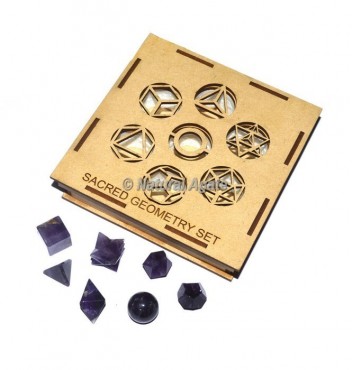 Amethyst Sacred Geometry Set With Square Gift Box