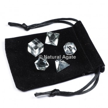 Crystal Quartz Sacred Geometry Set With Gift Pouch