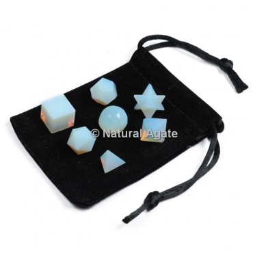 Opalite 7 Pcs Sacred Geometry Set With Gift Pouch