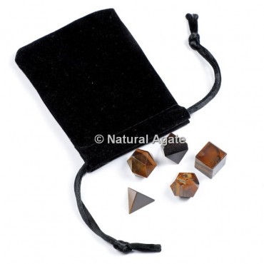 Tiger Eye Sacred Geometry Set With Gift Pouch