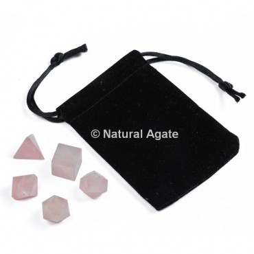 Rose Quartz Sacred Geometry Set With Gift Pouch