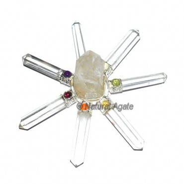 Crystal Quartz Natural Energy Generator with Chakr