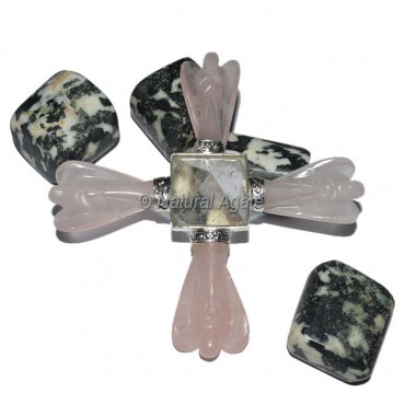 Rose Quartz Angel with Crystal Pyramids Generator