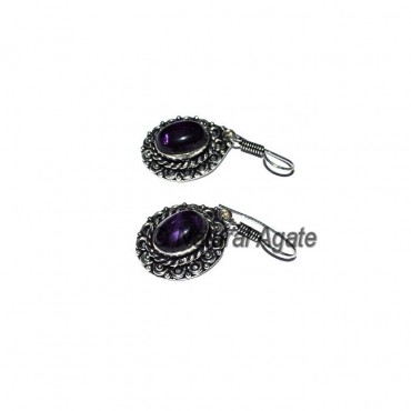 Amethyst Oval Cab Earrings