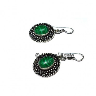 Malachite Healing Brass Earrings