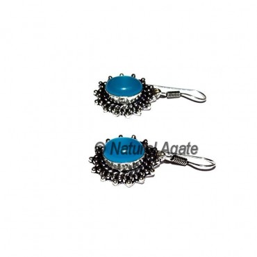 Blue Onyx Oval Earrings