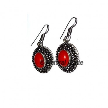 Red Onyx Oval Shape Earrings