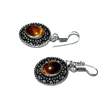 Tiger Eye Oval Cab Earrings