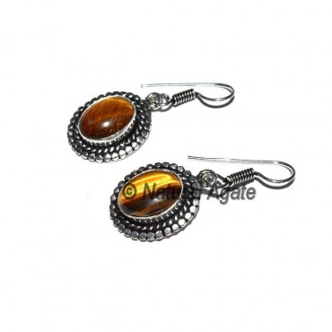 Tiger Eye Oval Shape Earrings