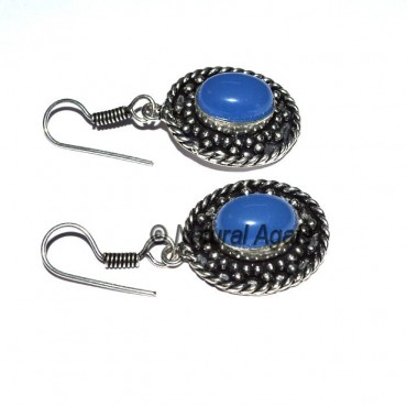 Blue Onyx Oval Cab Earrings