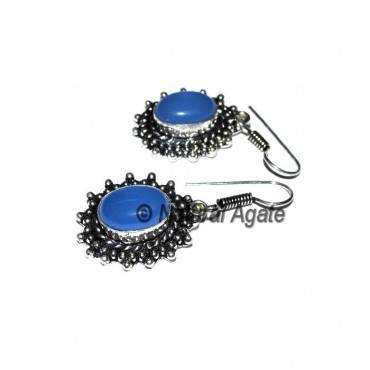 Blue Onyx Oval Fashion Earrings