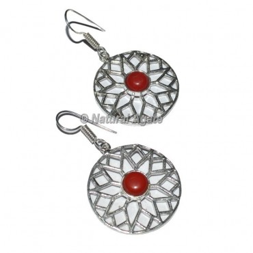 Red Jasper Round Earrings