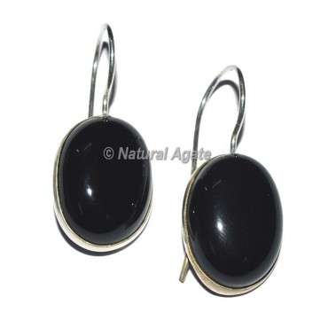 Black Agate Oval Shape Earrings