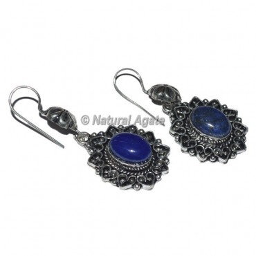 Oval Shape Lapis Lazuli Earrings