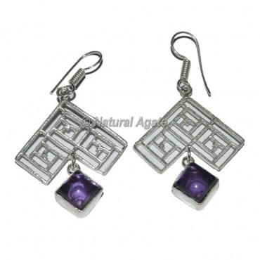 Amethyst Square Earrings