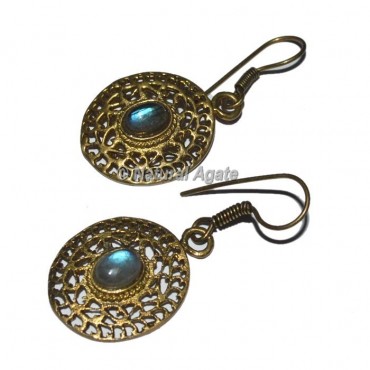 Blue Stone Golden Earrings