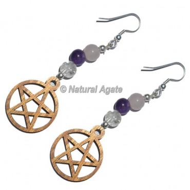 Pentagram Design Quartz Earrings