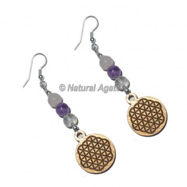 Flower Of Life Wooden Earrings