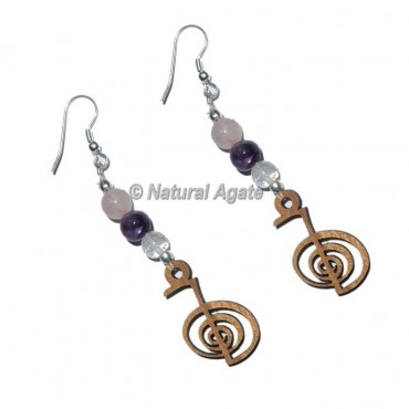 Choko Reiki Quartz Wooden Earrings