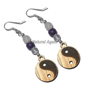 Ying Yang Wooden Earrings