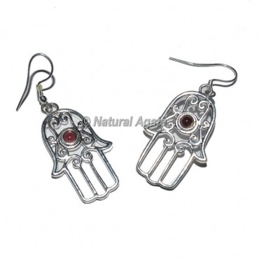 Hamsa Silver Earrings