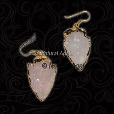 Rose Quartz Arrowhead Earrings